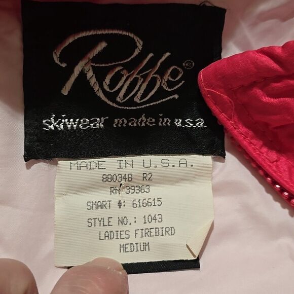 VTG Roffe Puffer Ski Jacket SzM Bomber Retro 80s Neon Pink Glam Tech Union USA - Picture 4 of 16